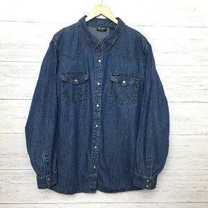 Wrangler Retro Women's Denim Snap Front Shirt Long Sleeves Cotton size 3XL